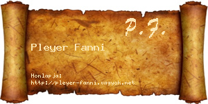 Pleyer Fanni névjegykártya